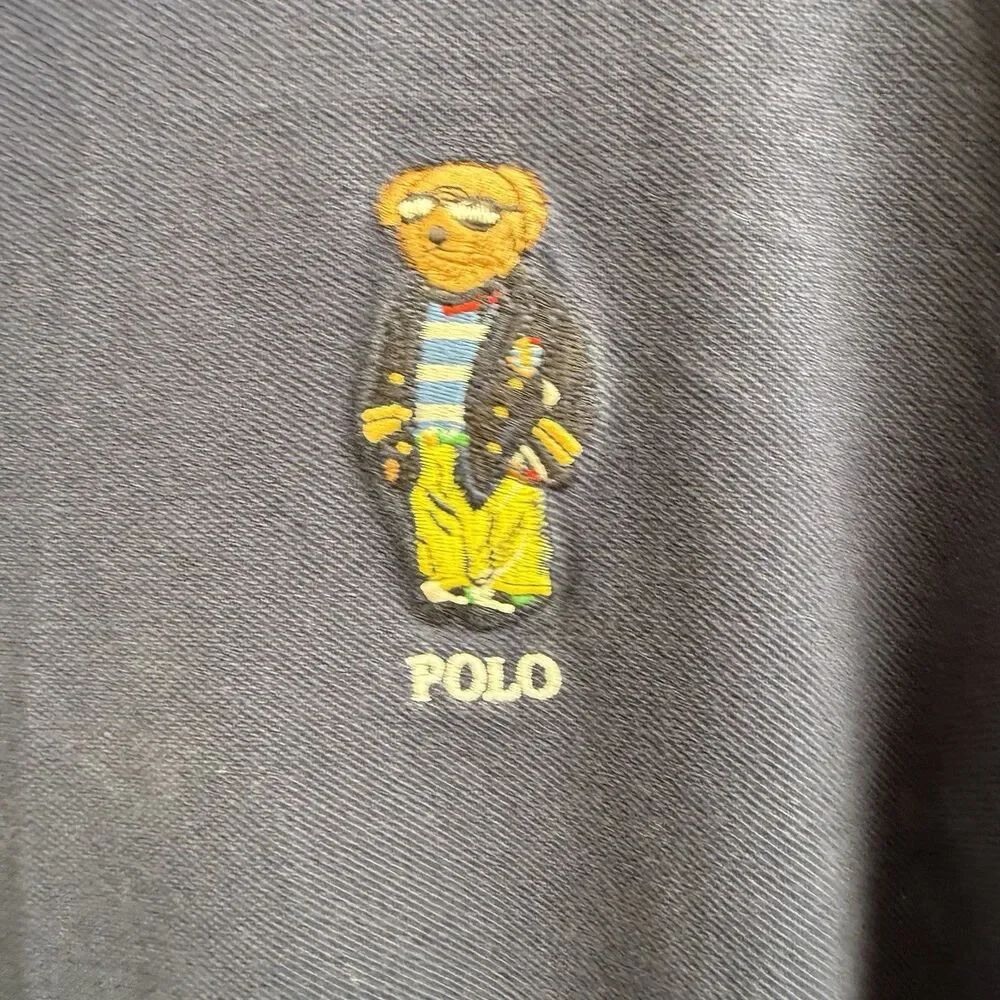 Classic Polo Ralph Lauren Bear Navy Blue American Bear Custom Slim Fit Size XL